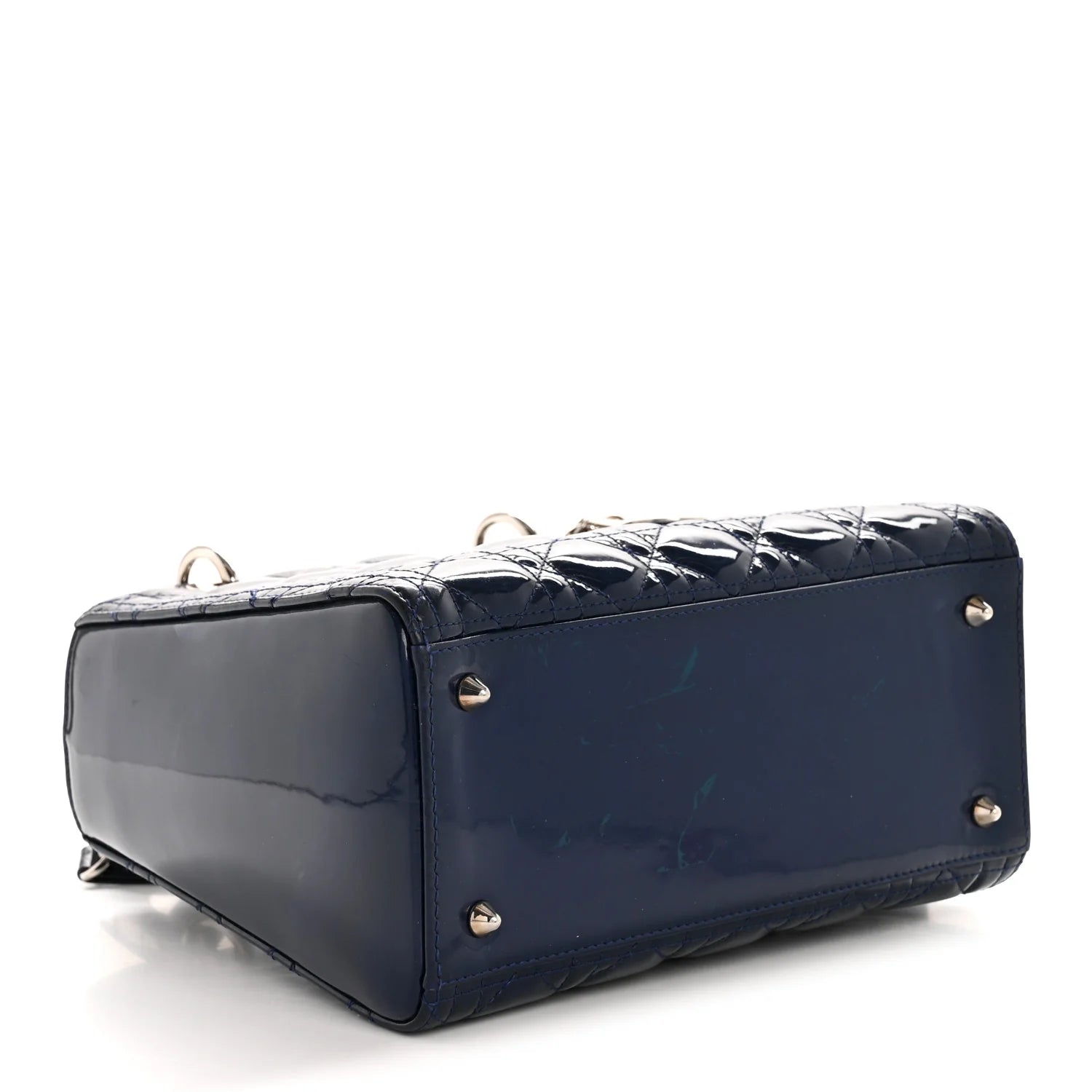 Patent Cannage Medium Lady Dior Blue