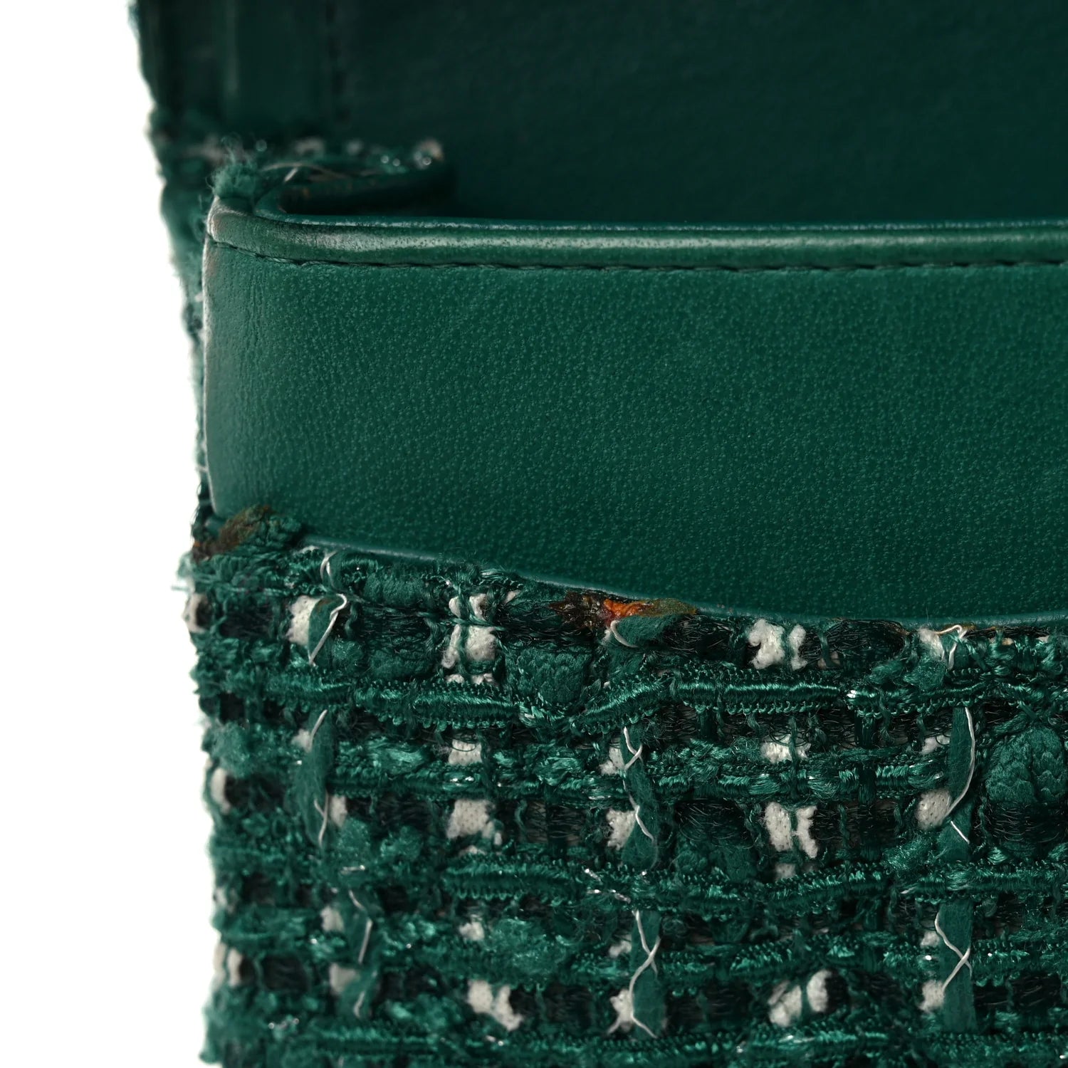 Tweed Quilted Medium Double Flap Green