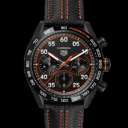 Unworn  Carrera Chronograph X Porsche Orange Racing Special Edition, Dlc-Coated Stainless Steel, 44Mm, Ref# CBN2A1M.FC6526, Box & Papers