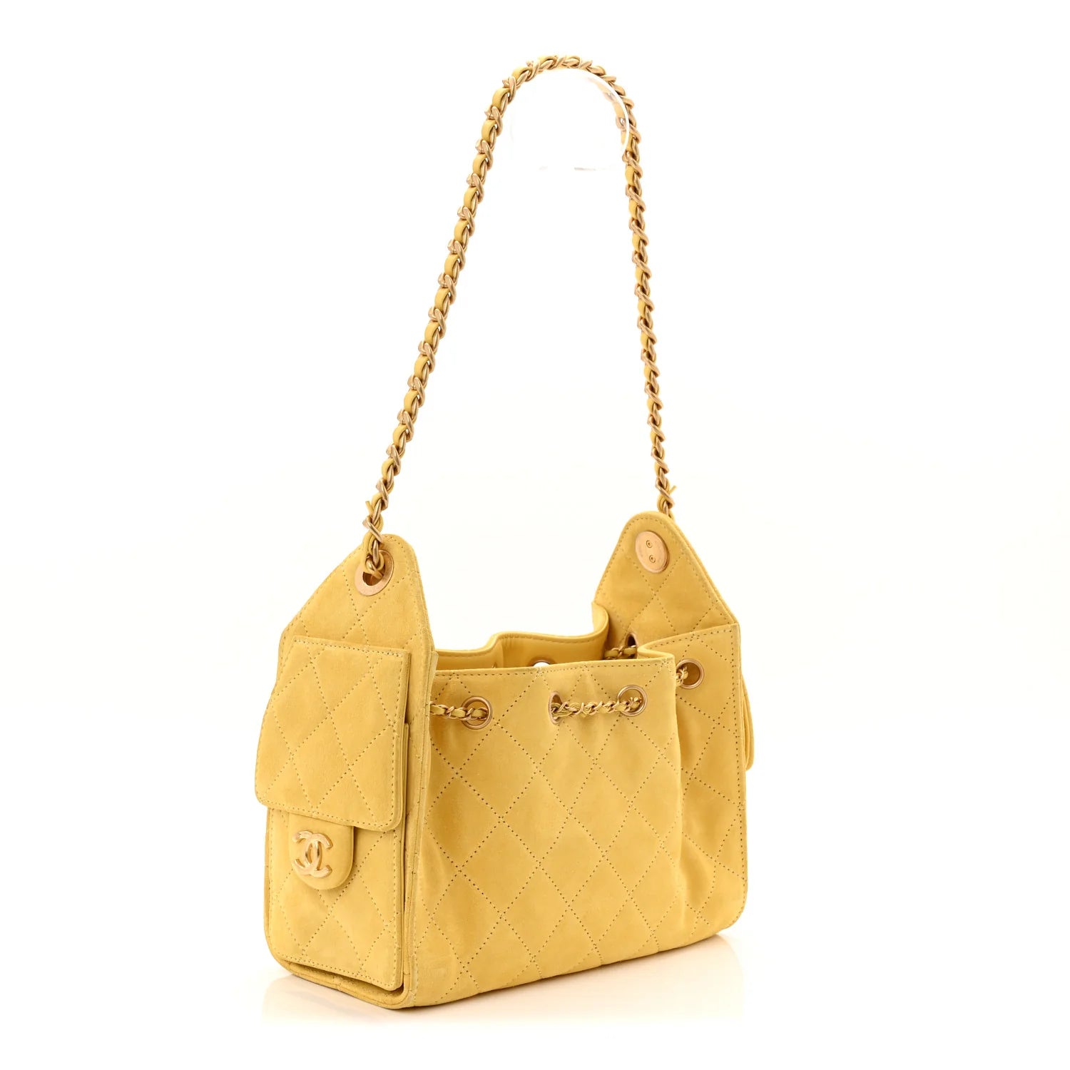 Suede Quilted Mini  25 Handbag Yellow
