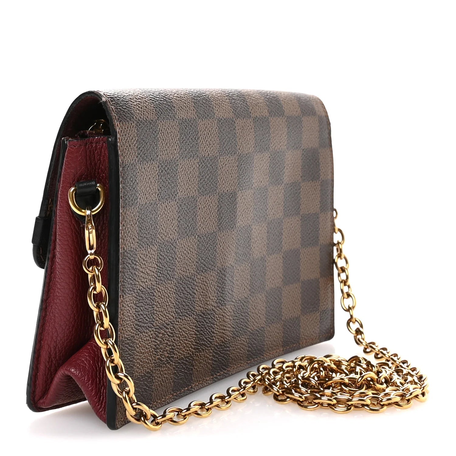 Damier Ebene Vavin Chain Wallet Red