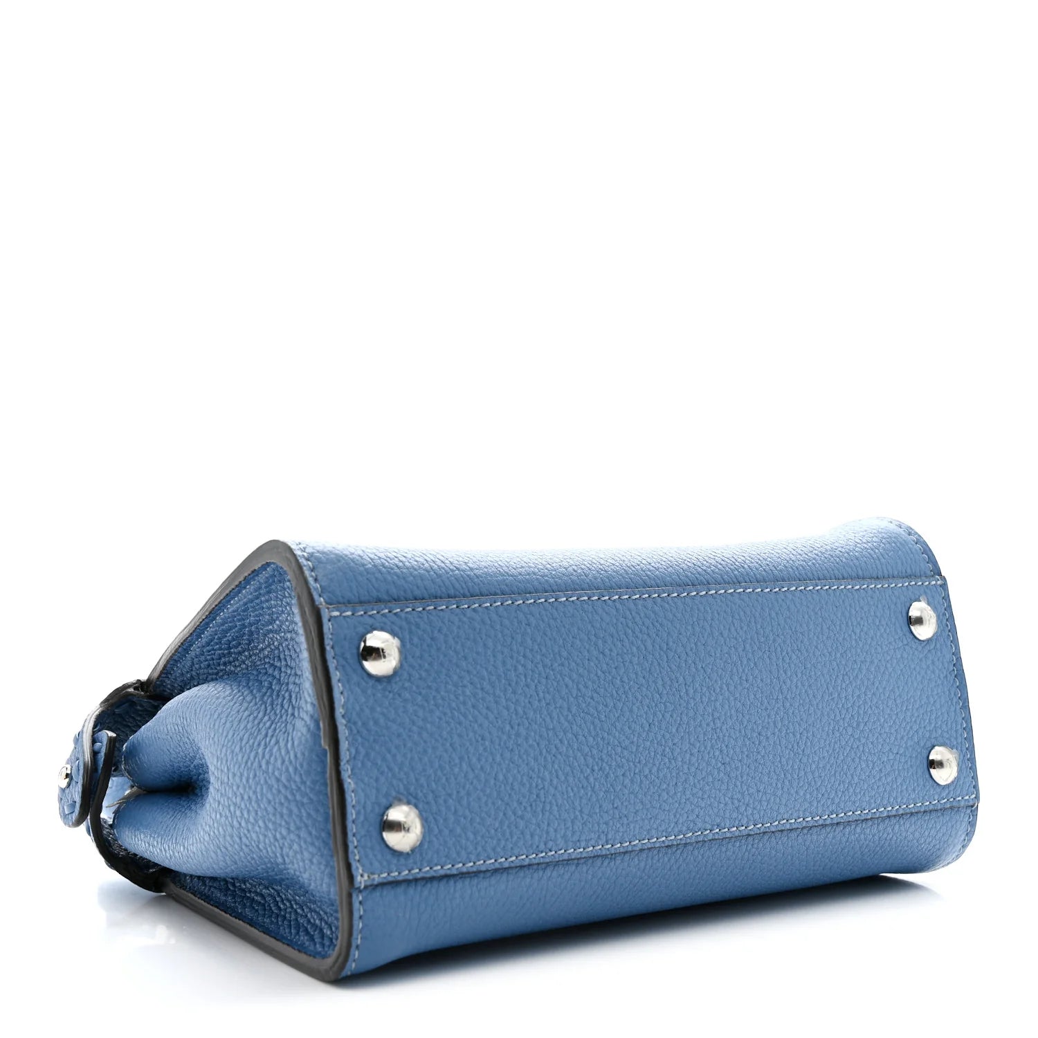 Cuoio Romano Selleria Macro Stitchings Mini Peekaboo Iconic Satchel Argento Blue
