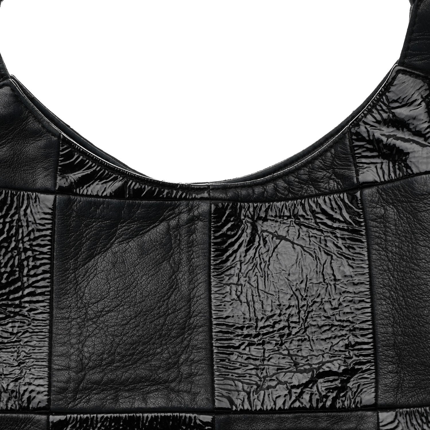 Patent Calfskin Patchwork Brooklyn Tote Black