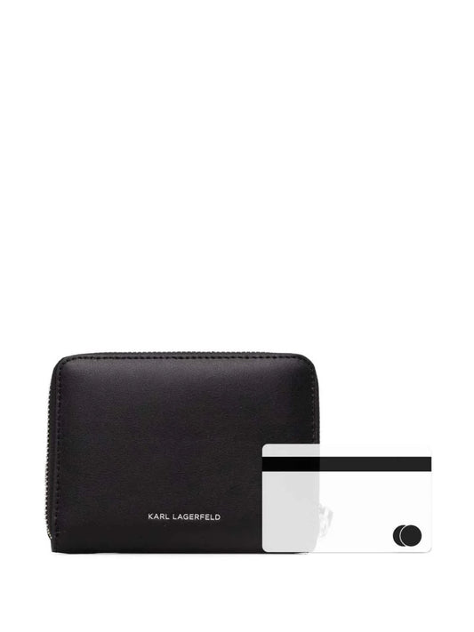 CIRCLE SM BLACK PERFORATED LOGO WALLET