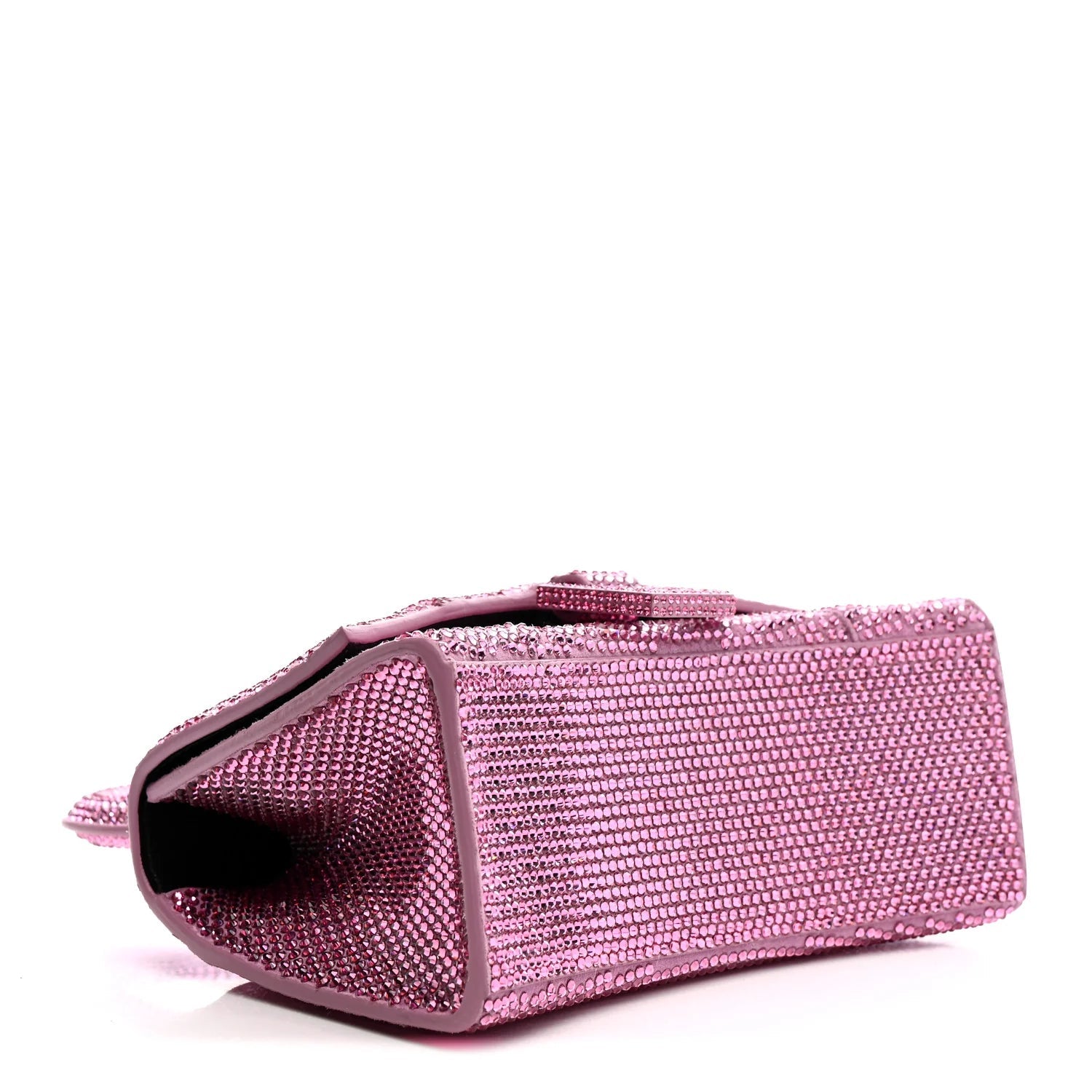 Strass Suede Hourglass Top Handle Bag XS Pink