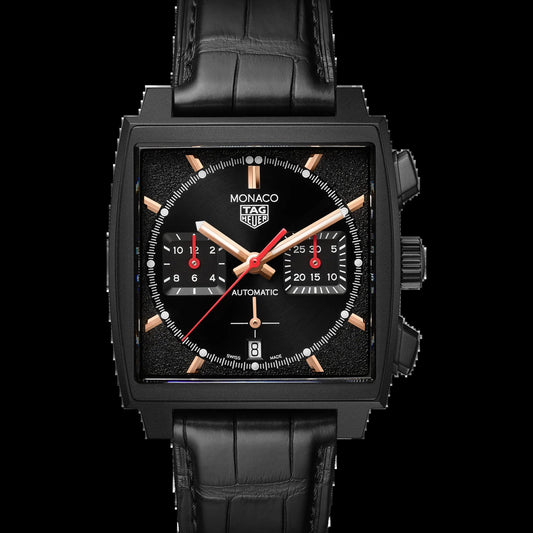 Unworn  Monaco Chronograph Automatic, Black DLC Titanium, 39Mm, Ref# CBL2180.FC6497, Box and Papers
