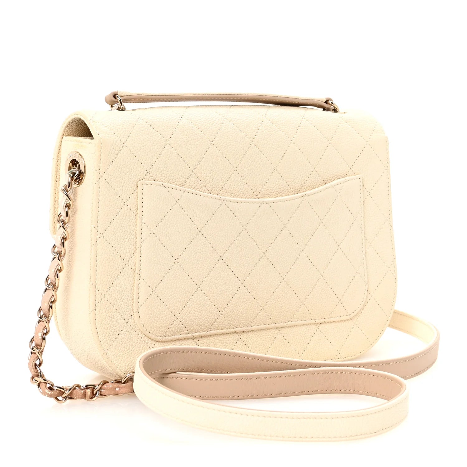 Grained Calfskin Quilted Medium Cuba Top Handle Flap Ivory