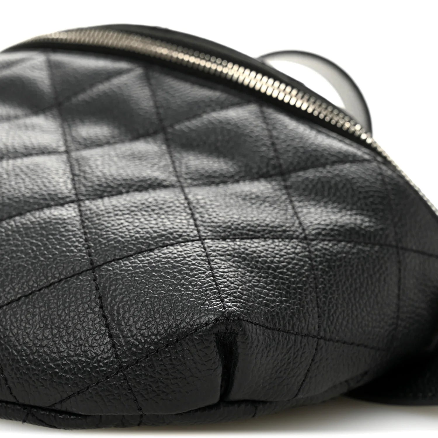 Grained Calfskin Quilted Waist Belt Bag Black