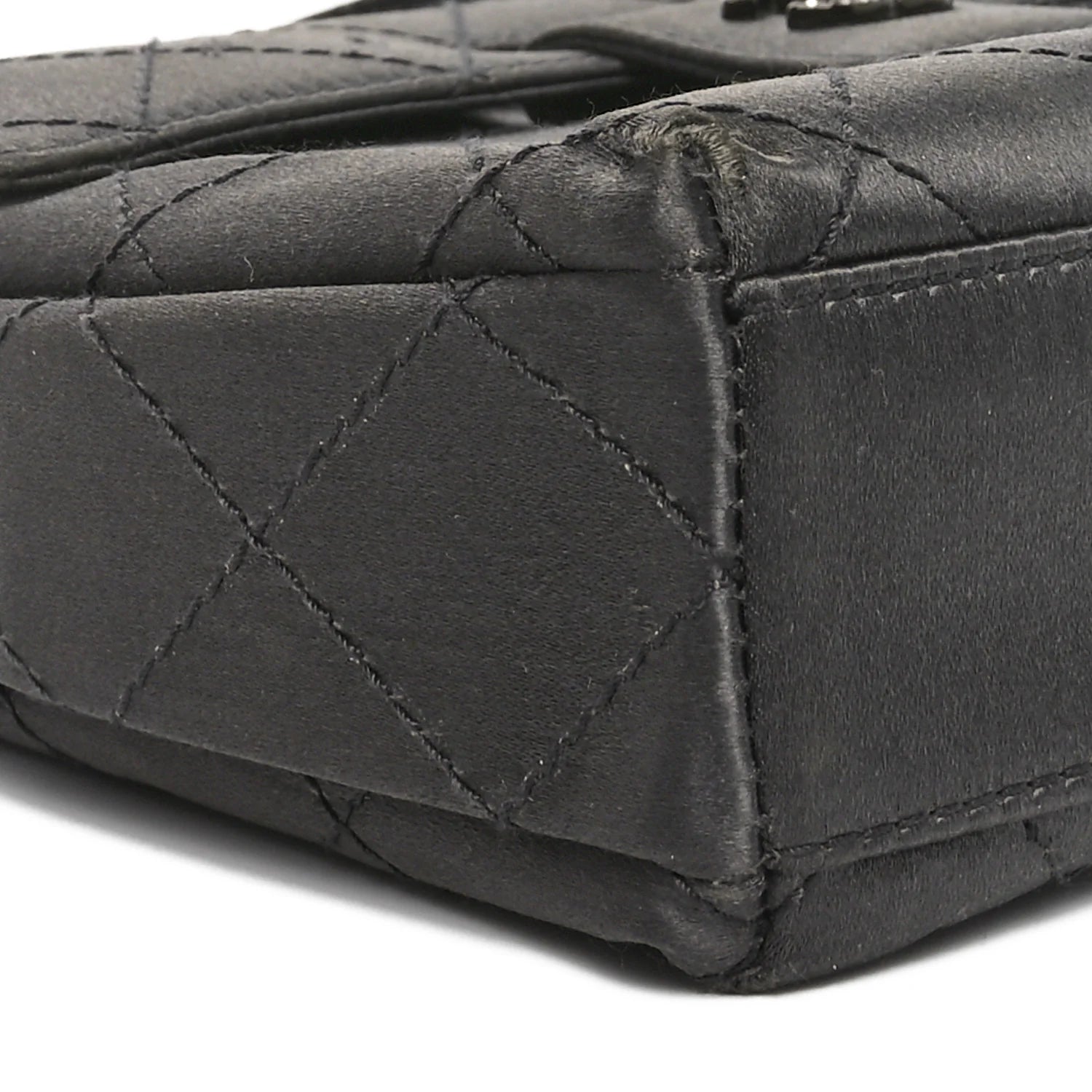 Satin Quilted Crystal CC Square Flap Grey