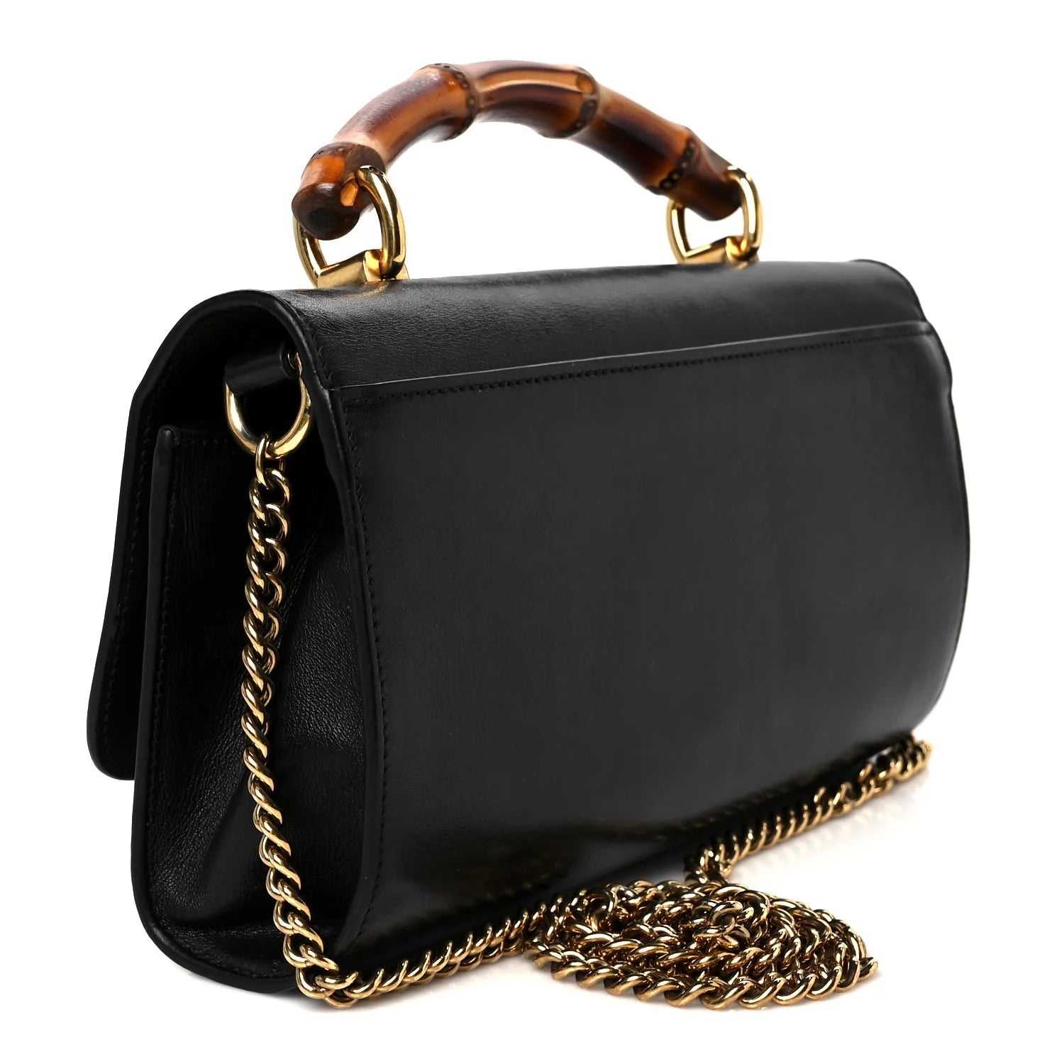 Wonka Grain Calfskin Mini Diana Bamboo Top Handle Shoulder Bag Black