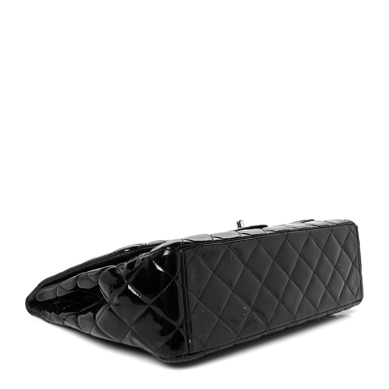 Patent Quilted Maxi Single Flap Black