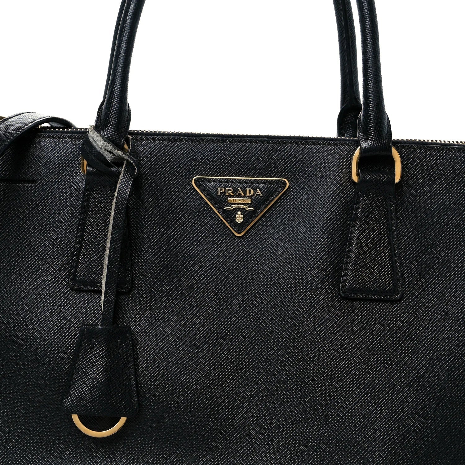 Saffiano Medium Galleria Double Zip Tote Black