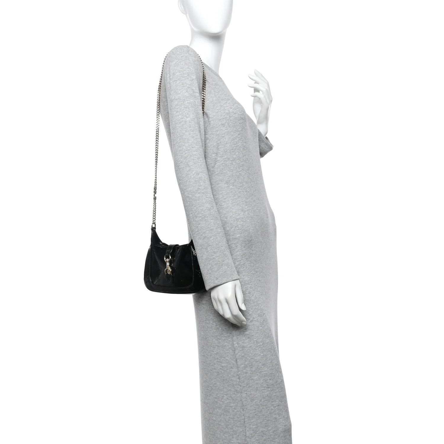 Crinkled Patent Mini Jackie Notte Bag Black