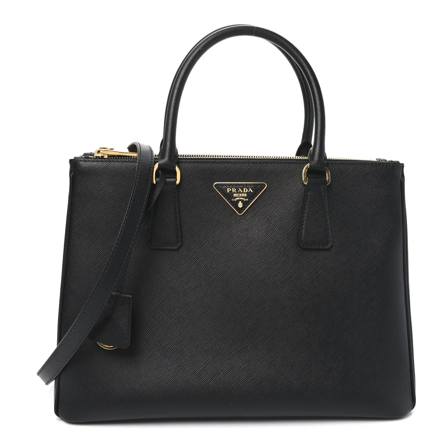Saffiano Lux Large Galleria Double Zip Tote Black