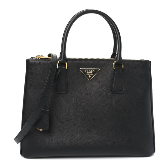 Saffiano Lux Large Galleria Double Zip Tote Black