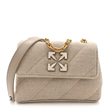 Linen Diagonal Quilted Jackhammer 17 Shoulder Bag Beige