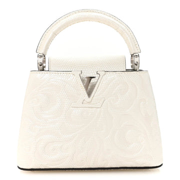 Lizard Baroque Embossed Capucines Mini Ivory Sparkle