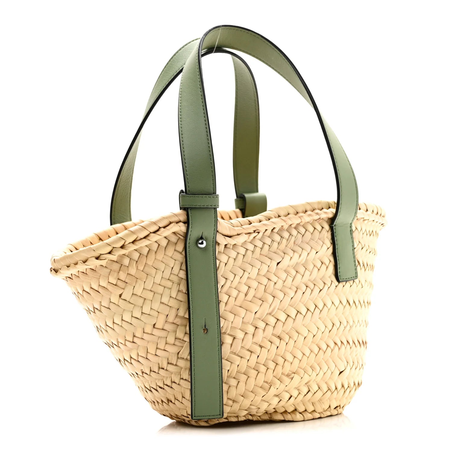 Raffia Small Basket Tote Bag Natural Green