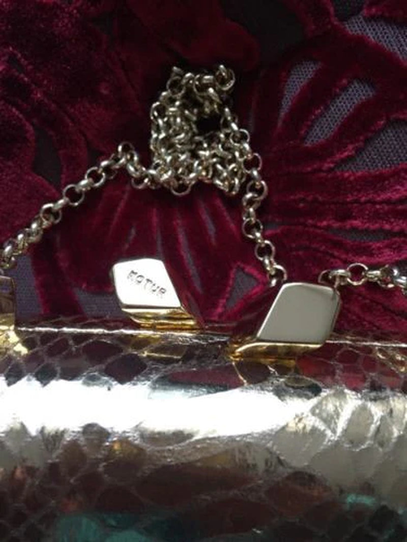 Ltd Italy Gold Snakeskin Knot Clutch