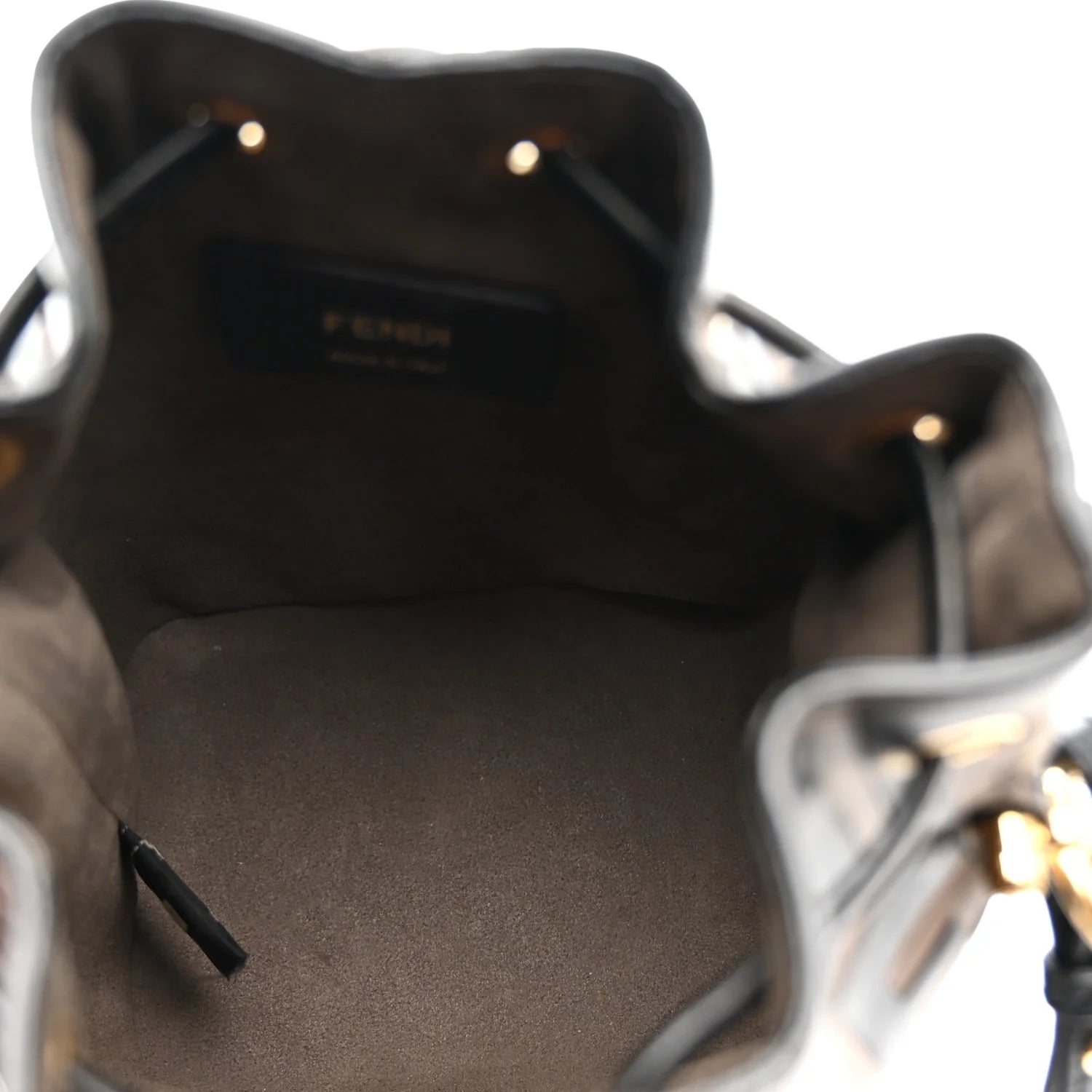 Vitello Liberty F Is  Bi-Color FF 1974 Embossed Mini Mon Tresor Bucket Bag Maya Black