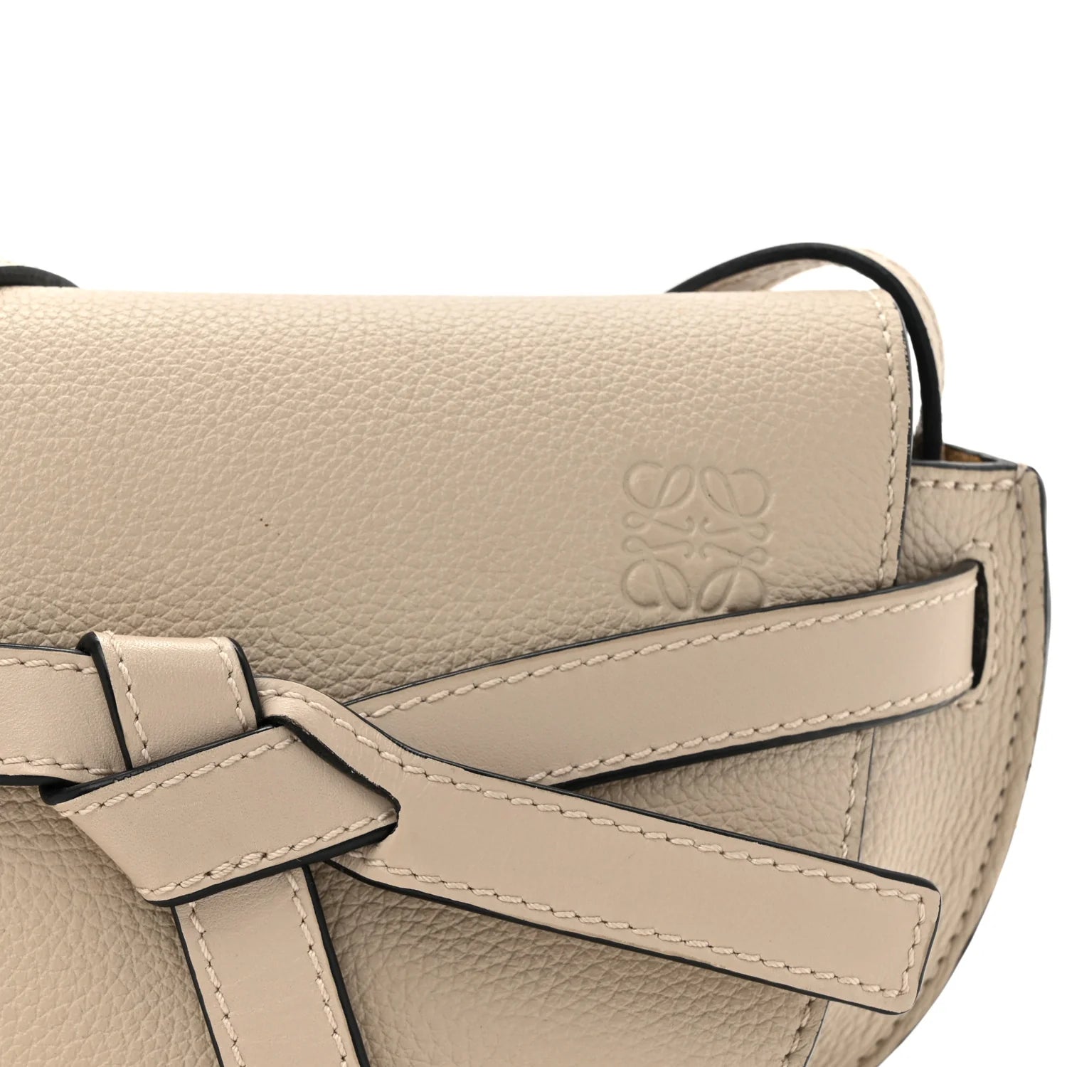 Grained Calfskin Mini Gate Crossbody Bag Light Oat