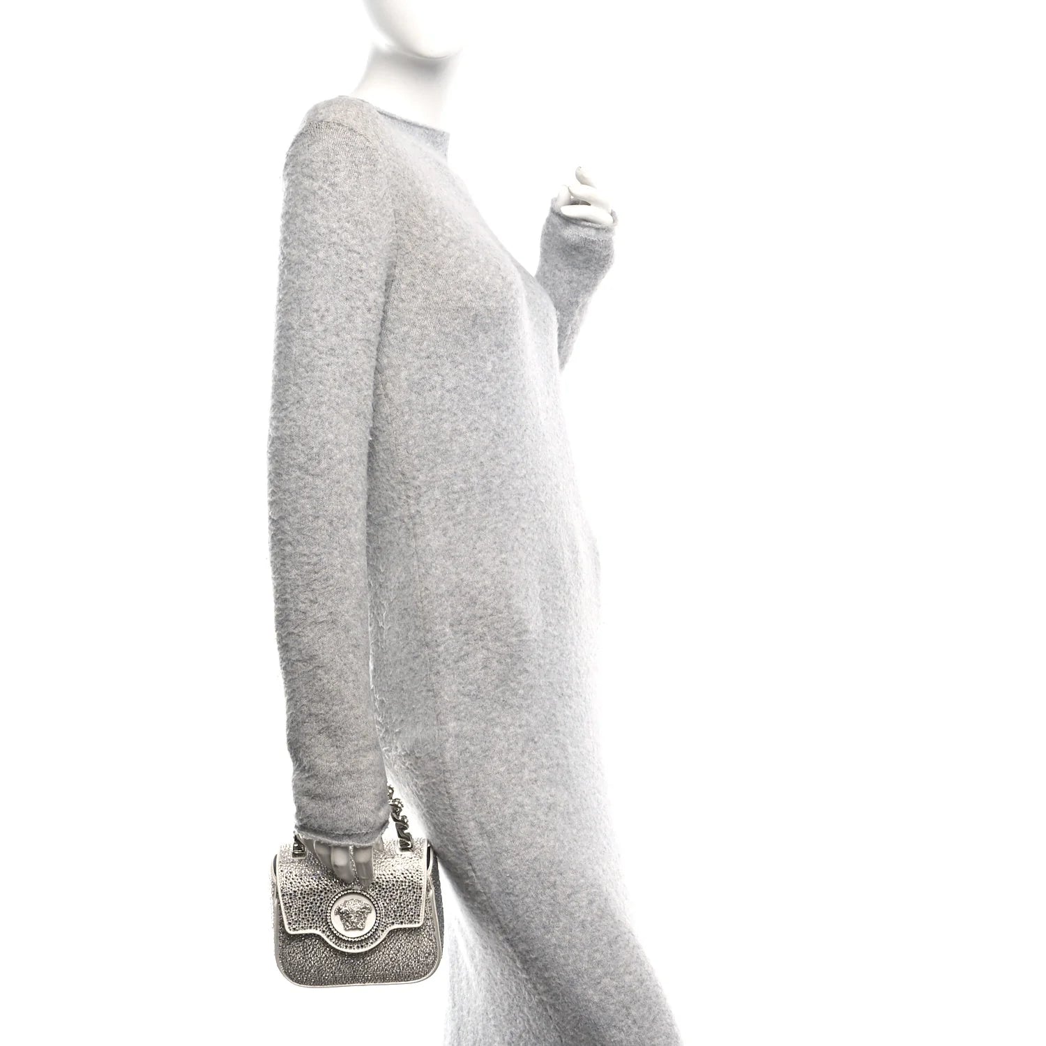 Satin Crystal Studded Mini La Medusa Bag White