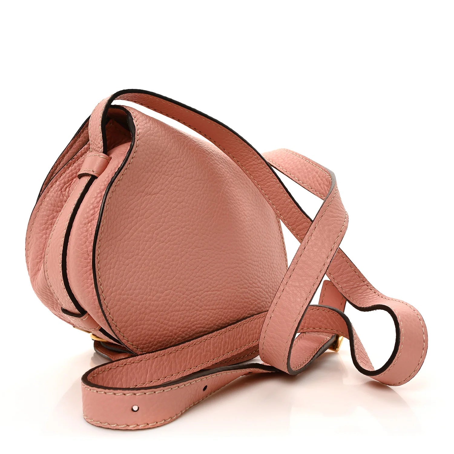 Grained Calfskin Small Marcie Saddle Bag Pink