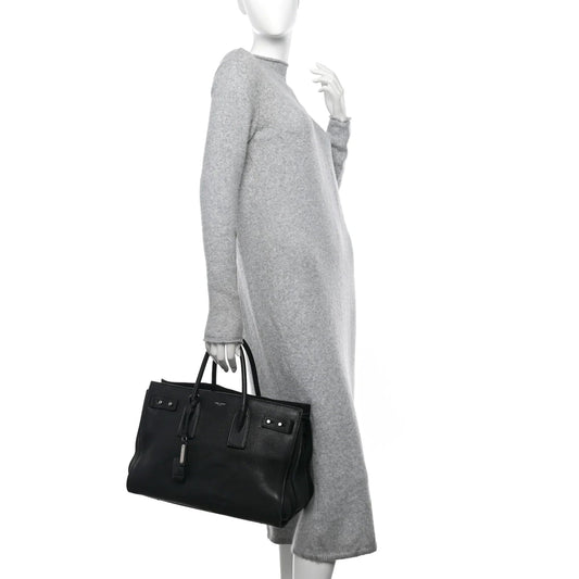 Grained Calfskin Medium Souple Sac De Jour Black