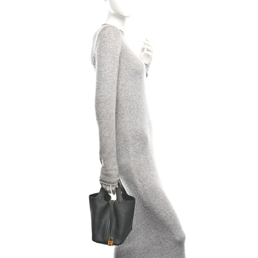 Taurillon Clemence Picotin Lock 18 PM Black