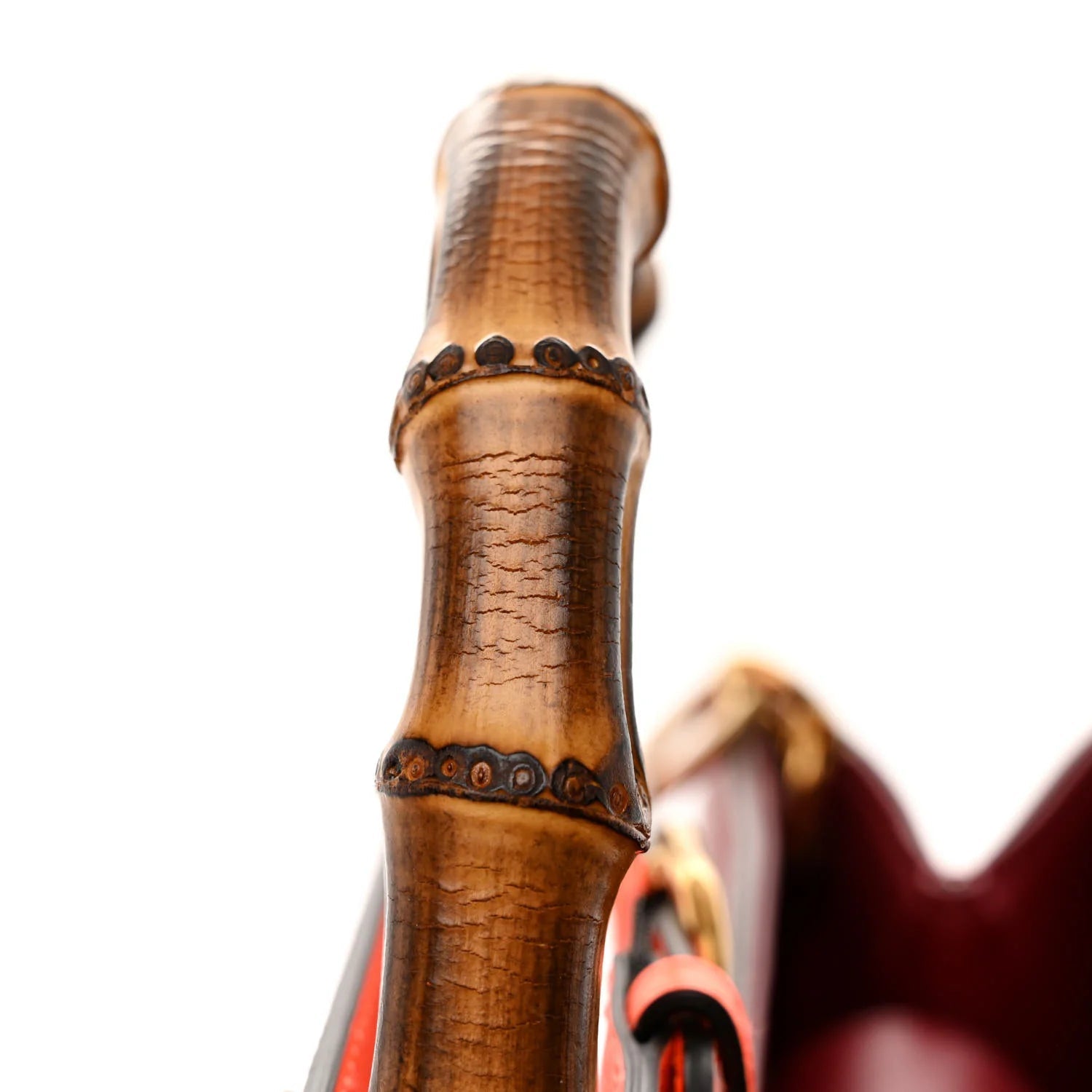 Textured Dollar Calfskin Web Small Diana Tote Bag Dark Red