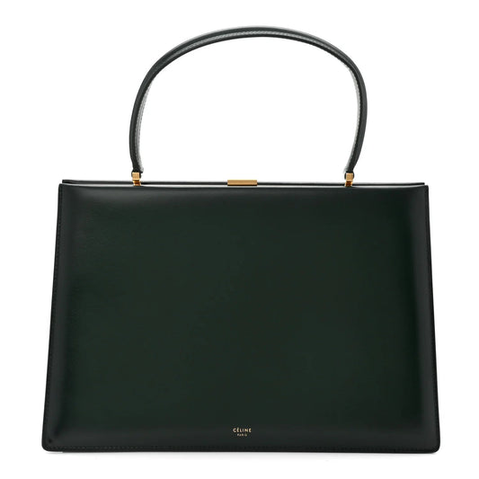 Patina Box Calfskin Medium Clasp Bag Dark Green