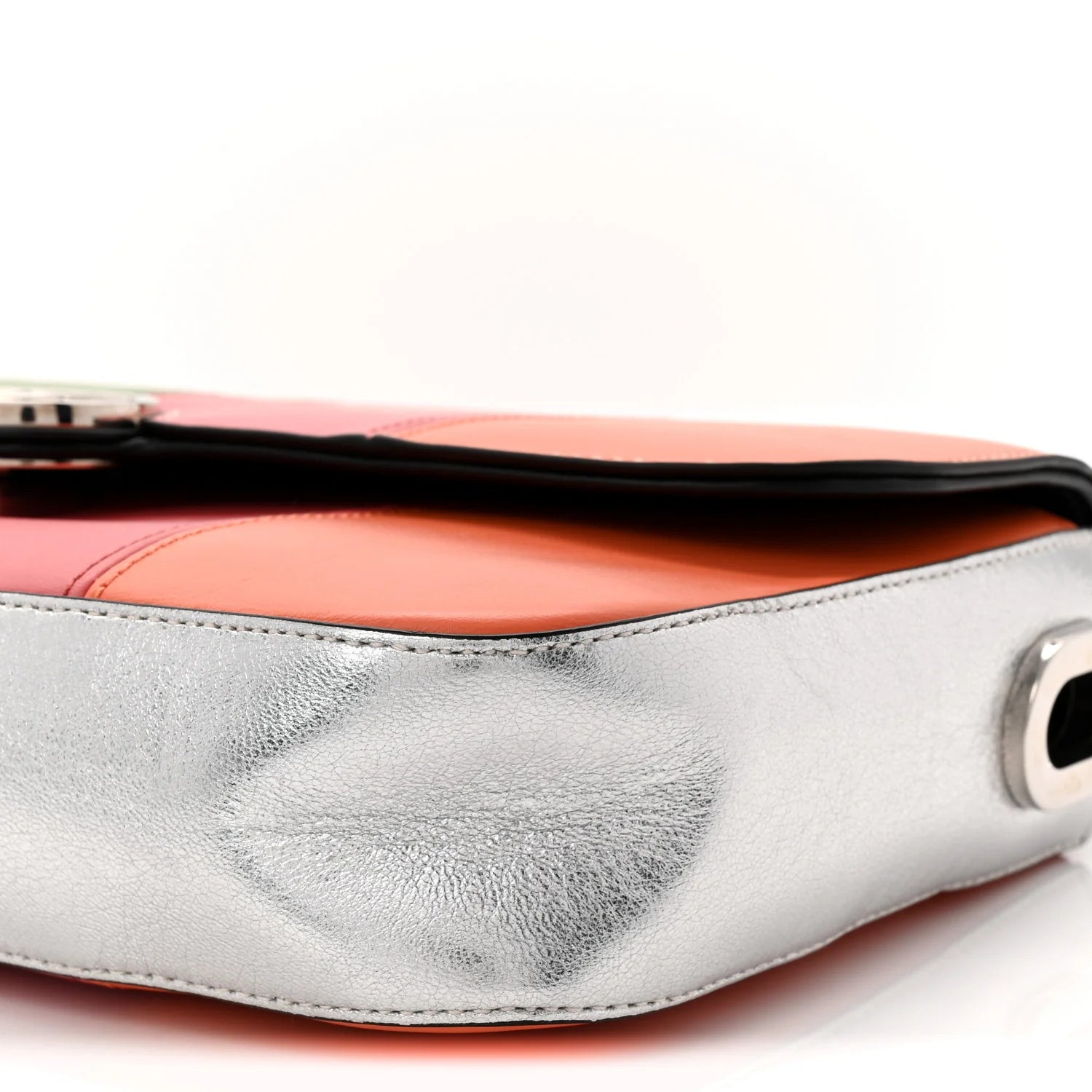 Senna Calfskin Petite GG Top Handle Shoulder Bag Mystic White Silver Multicolor