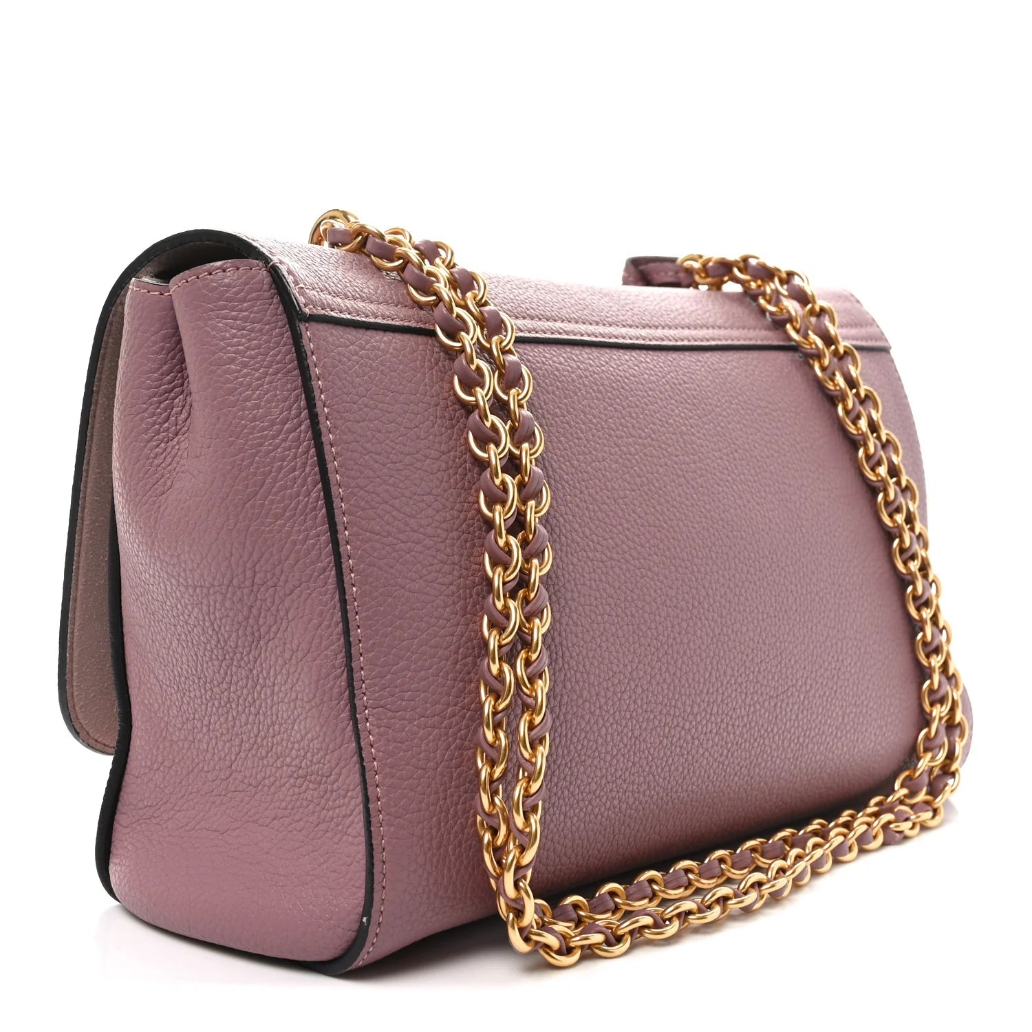 Small Classic Grain Calfskin Medium Lily Flap Mocha Rose