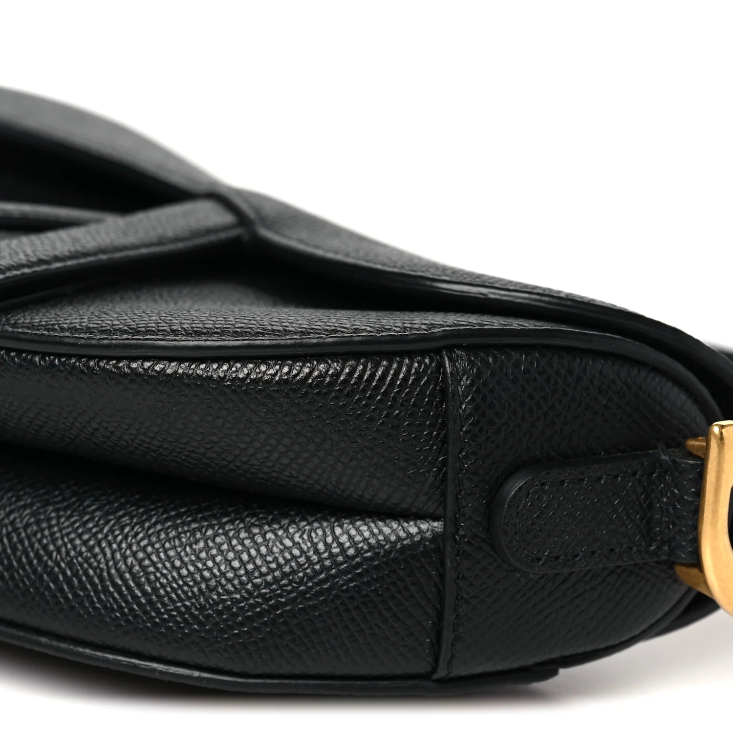 Grained Calfskin Mini Saddle Bag Black