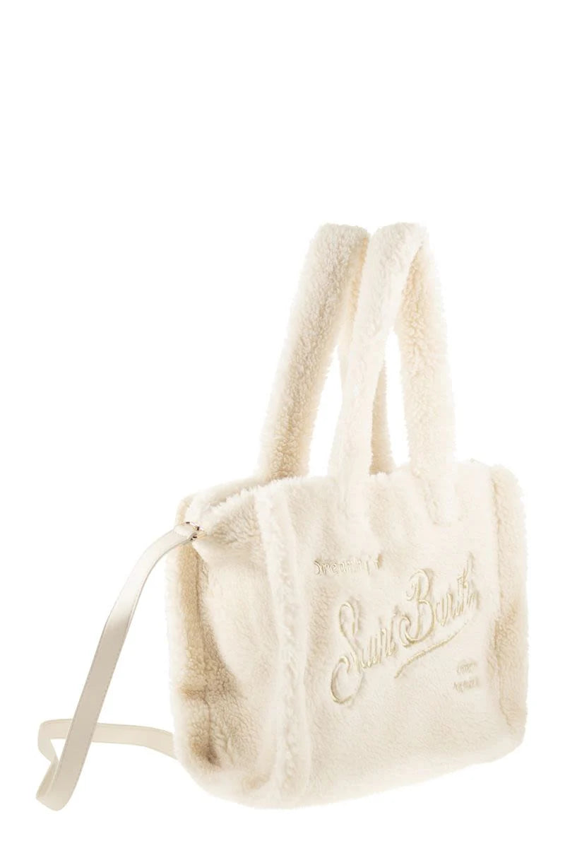COLETTE TEDDY - SHERPA HANDBAG with LOGO