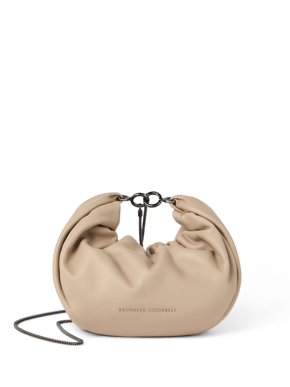 SOFT LEATHER BRIOCHE HOBO BAG with PRECIOUS CHAIN