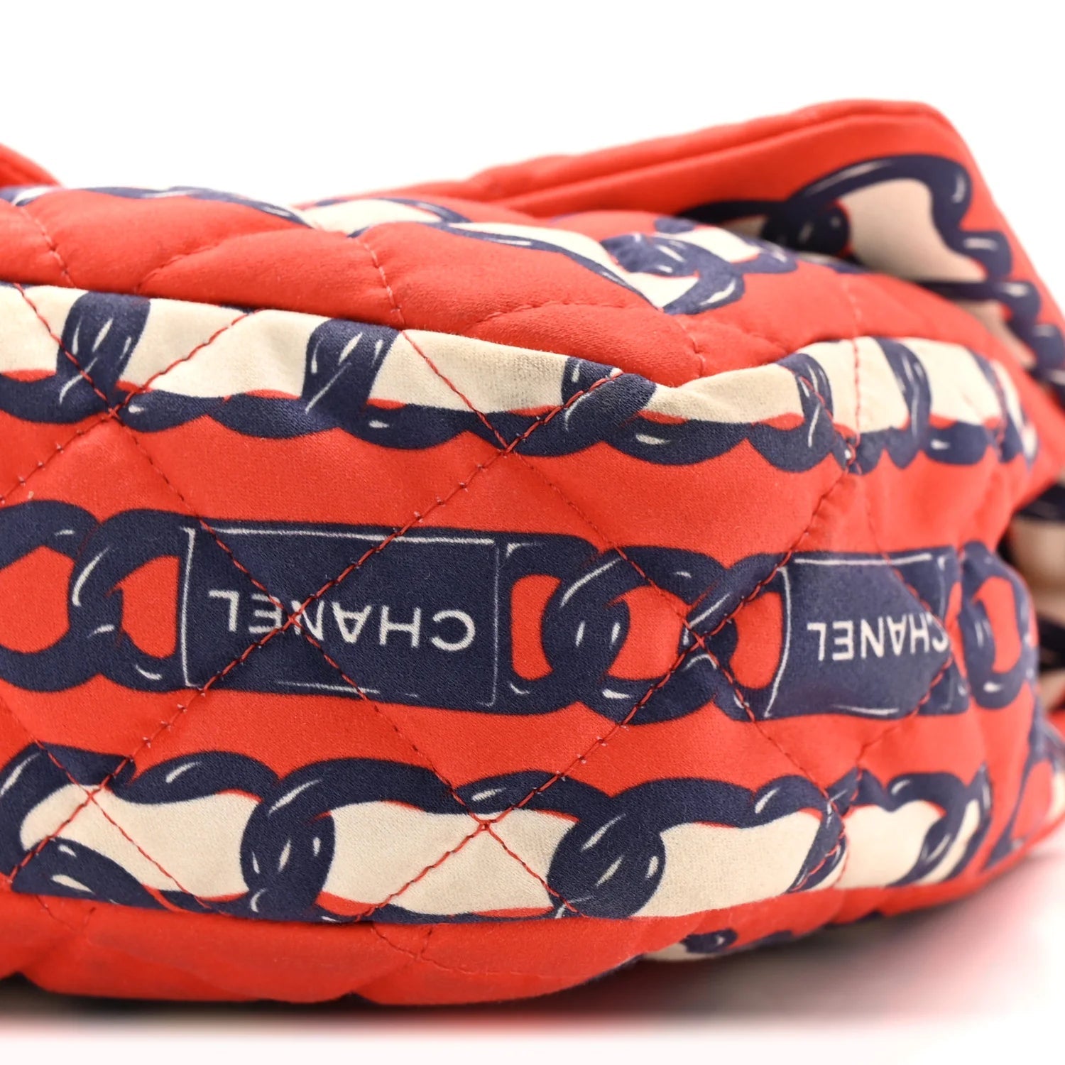 Silk Chain Printed Medium Single Flap Red