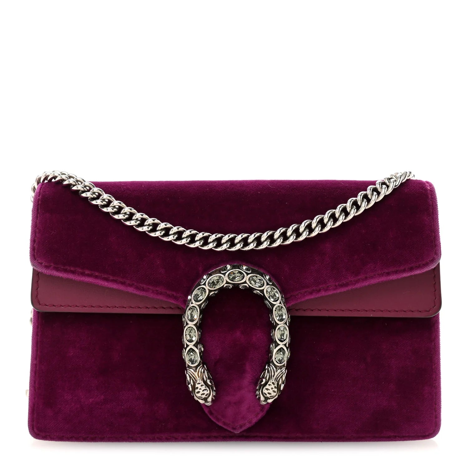 Velvet Super Mini Dionysus Shoulder Bag Fuchsia Violet Cyclamen