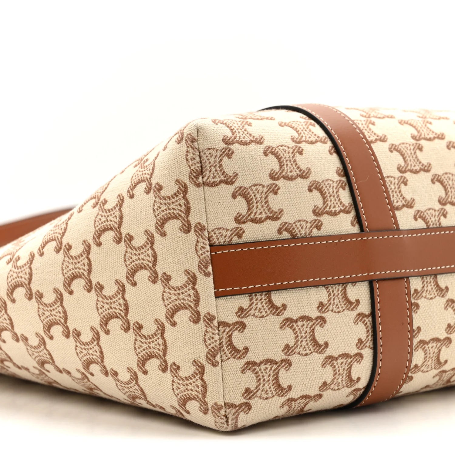 Triomphe Canvas Calfskin Museum Bag White