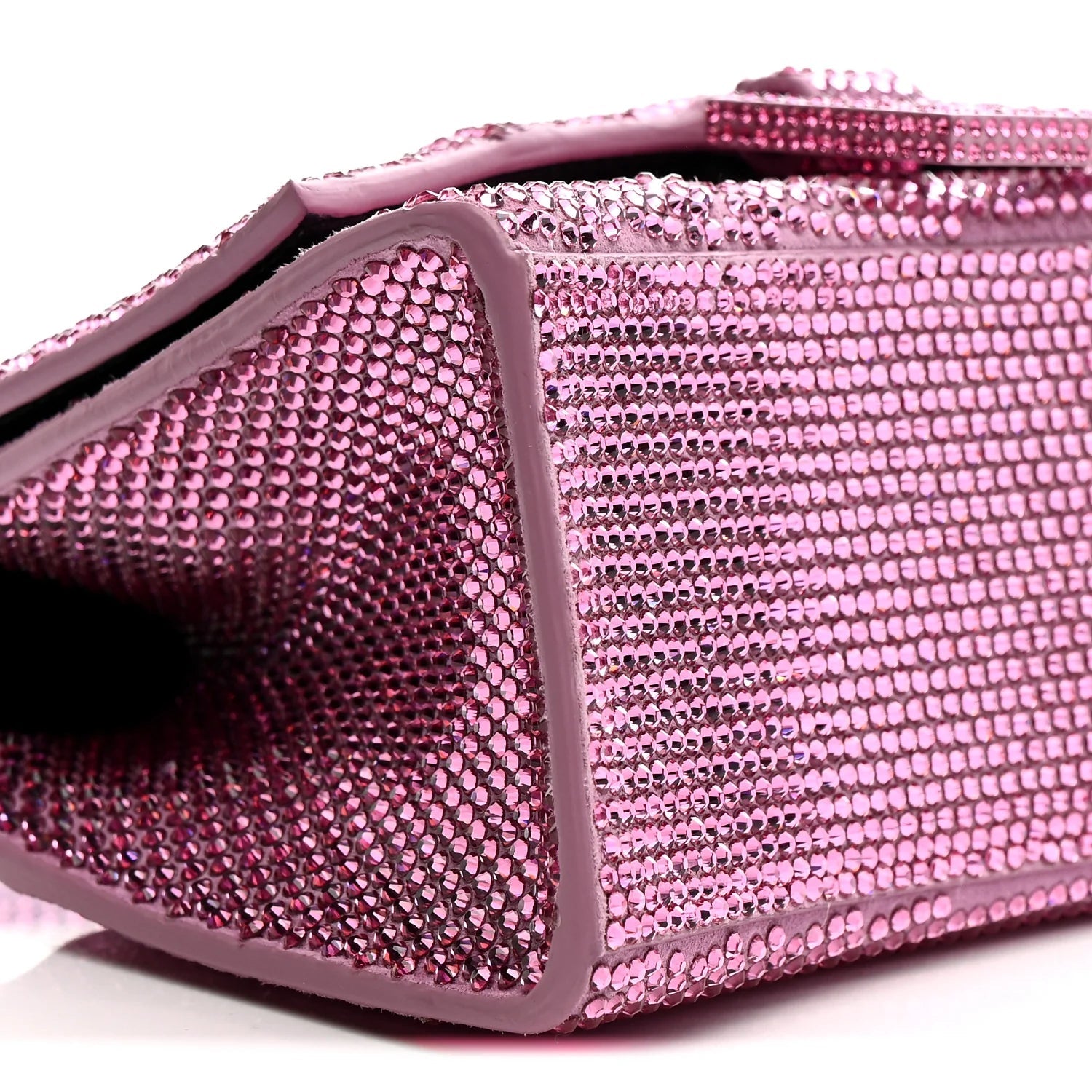 Strass Suede Hourglass Top Handle Bag XS Pink
