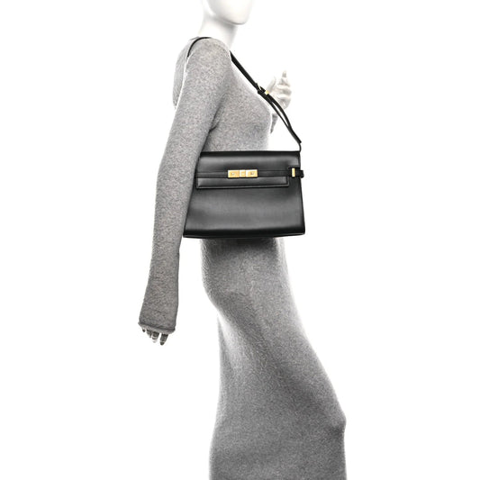 Smooth Calfskin Manhattan Shoulder Bag Black