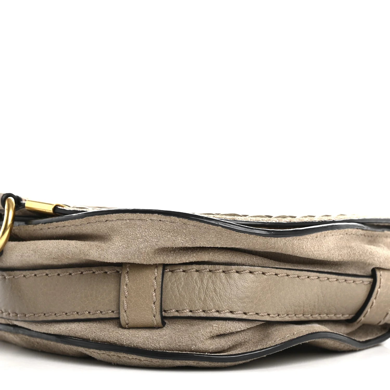 Suede Calfskin Braided Mini Marcie round Crossbody Bag Motty Grey