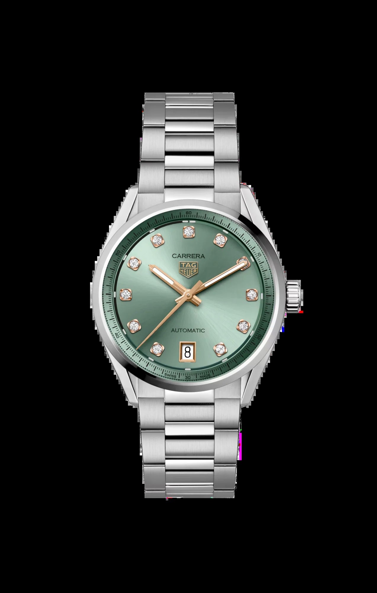 Unworn  Carrera Calibre 7 Date, Stainless Steel and Diamonds, 36Mm, Ref# WBN2317.BA0001, Box & Papers