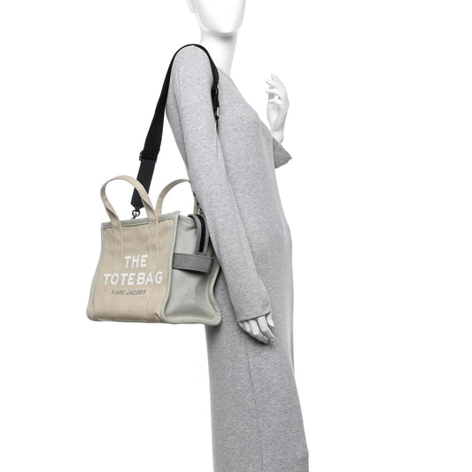 Cotton Canvas Colorblock Medium the Traveler Tote Bag Beige Multicolor