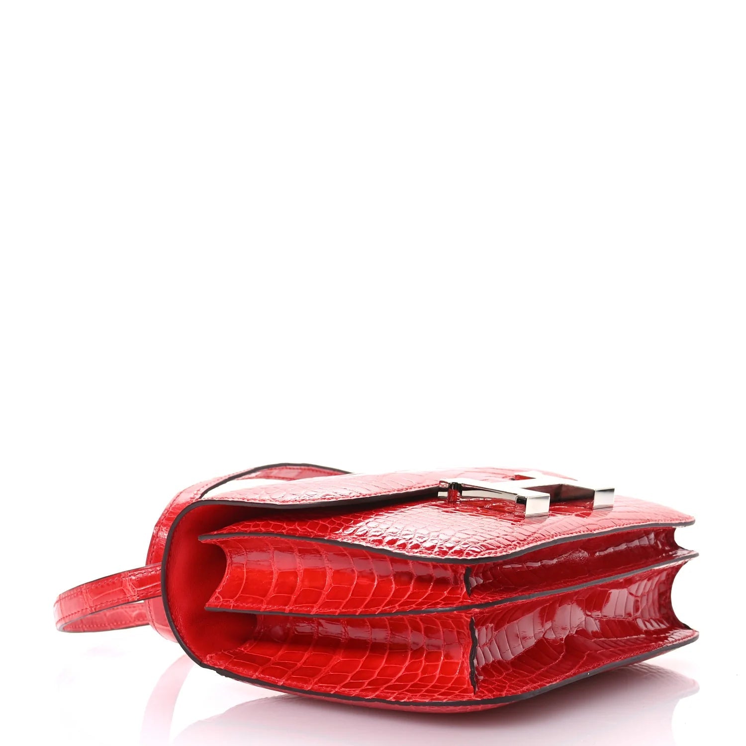 Shiny Alligator Constance 18 Rouge De Coeur