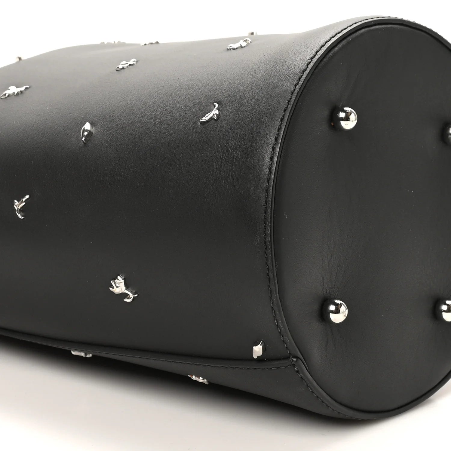 Smooth Calfskin Studded Roxy Bucket Bag Black