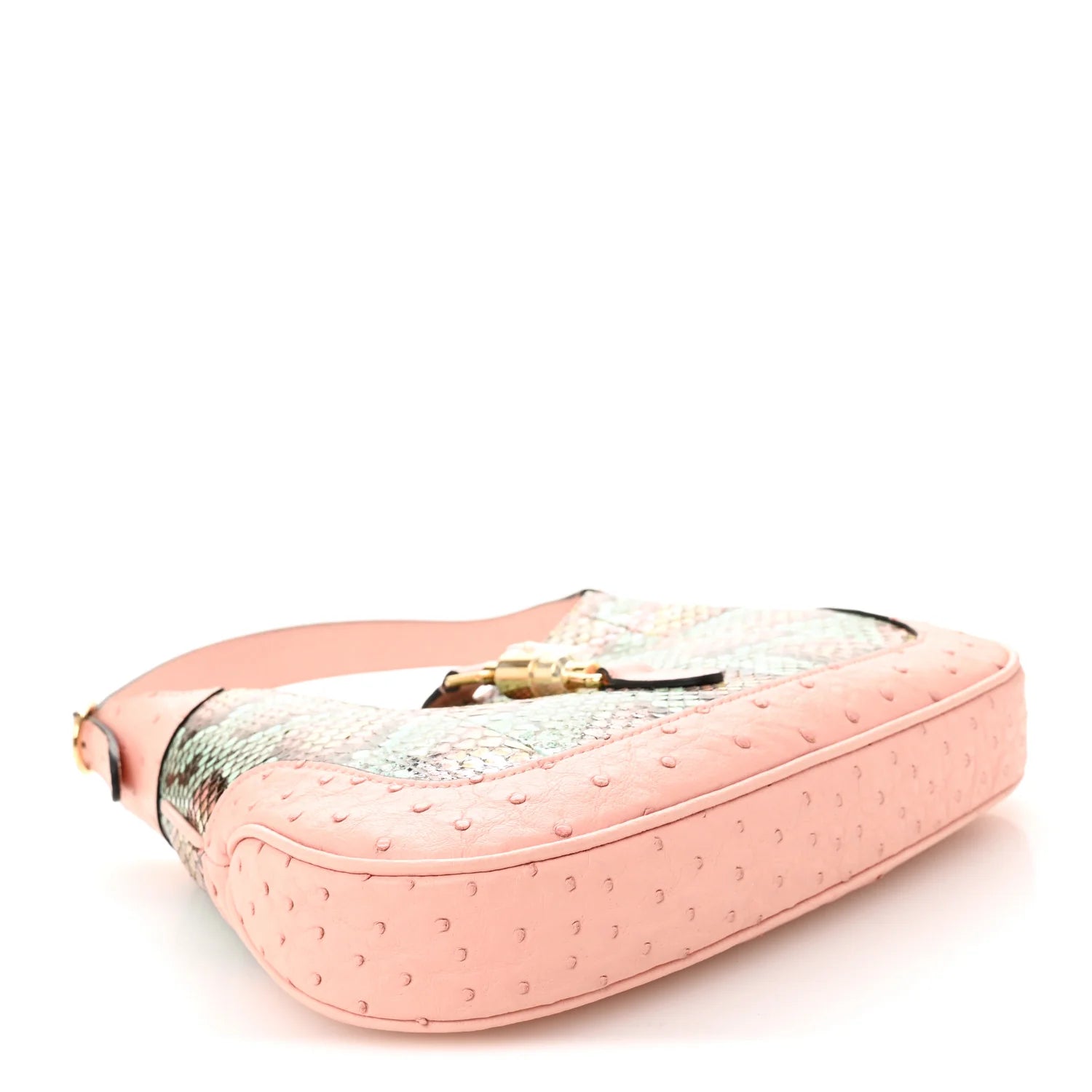 Snakeskin Ostrich Calfskin Small Jackie 1961 Hobo Pink Multicolor