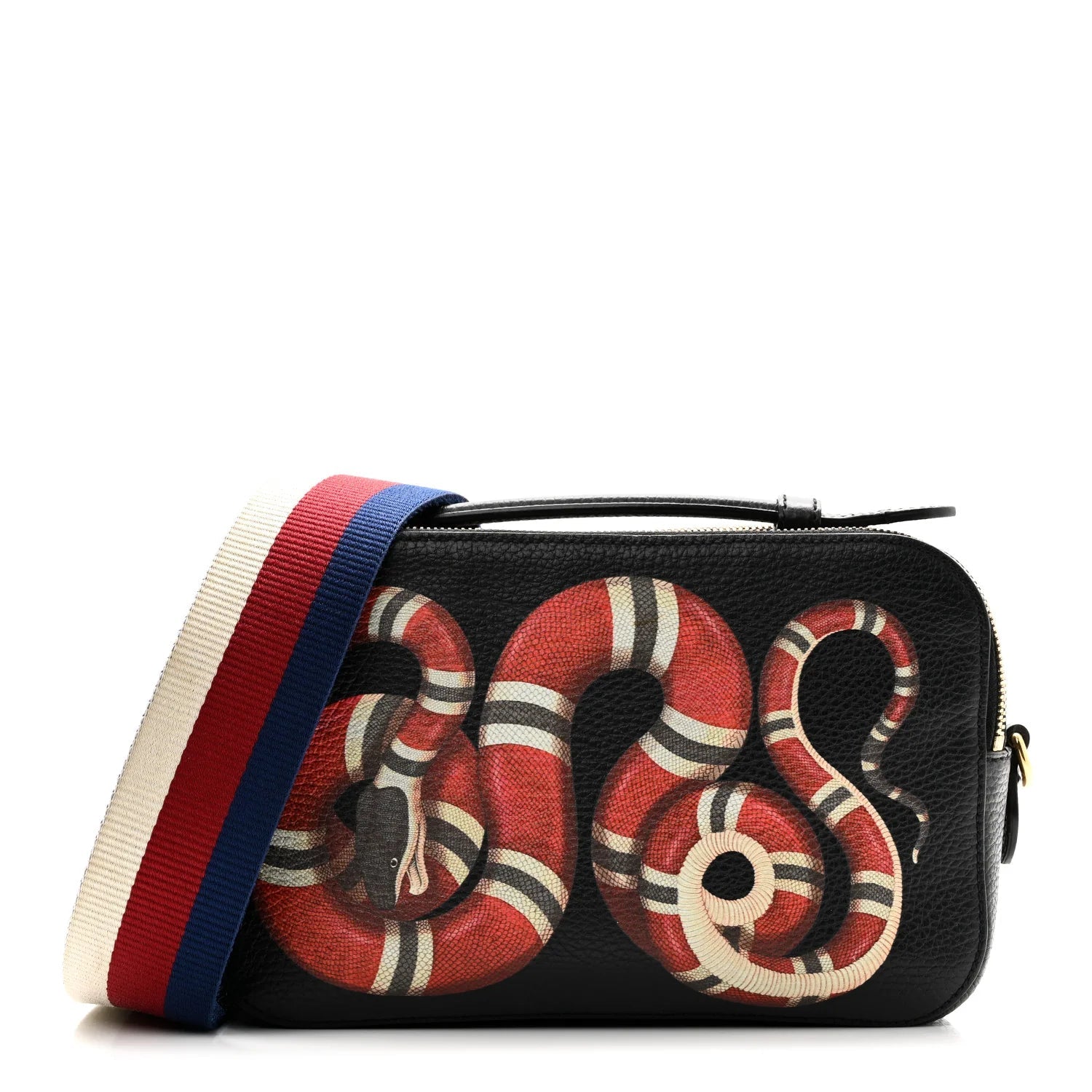 Grained Calfskin Sylvie Web Kingsnake Small Camera Bag Black Multicolor