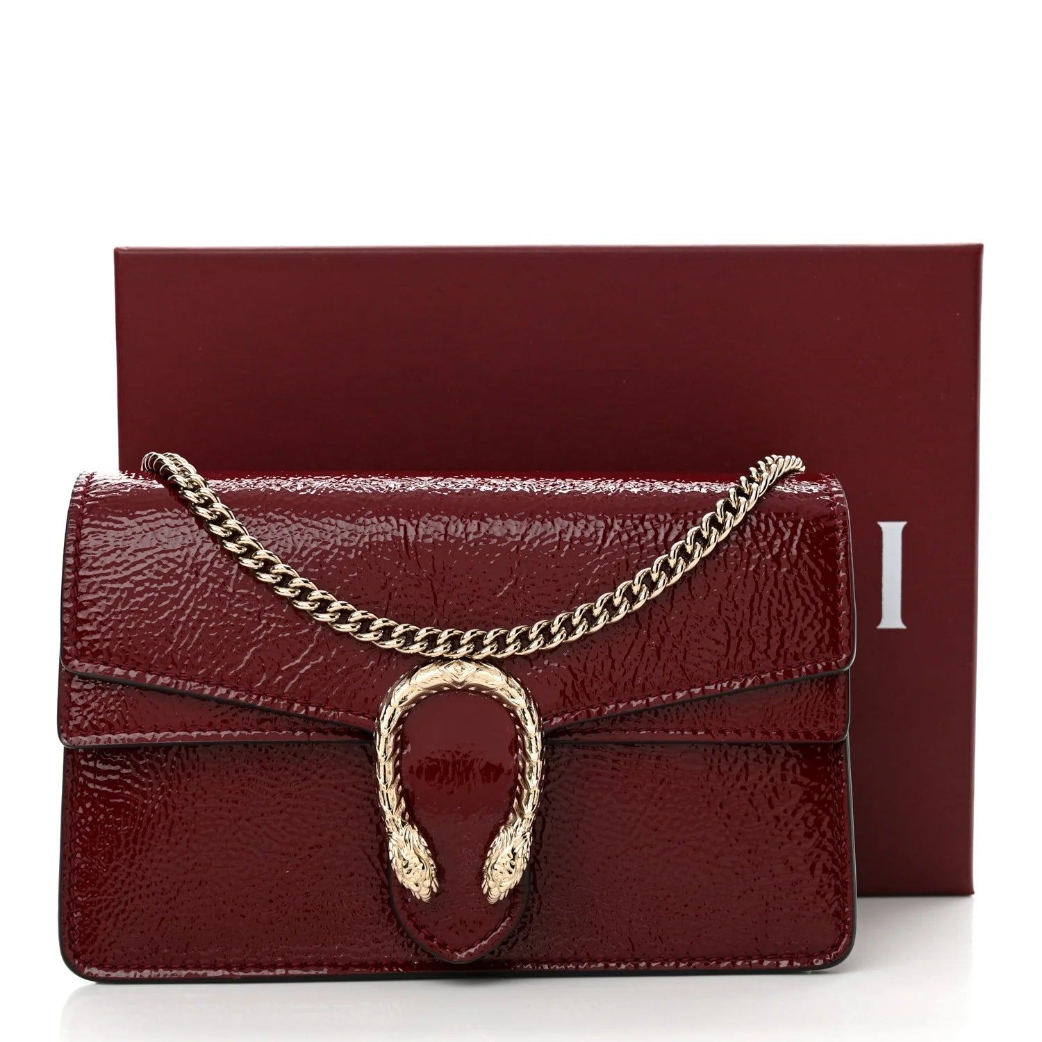 Crinkled Patent Mini Dionysus Shoulder Bag Rosso Ancora Red