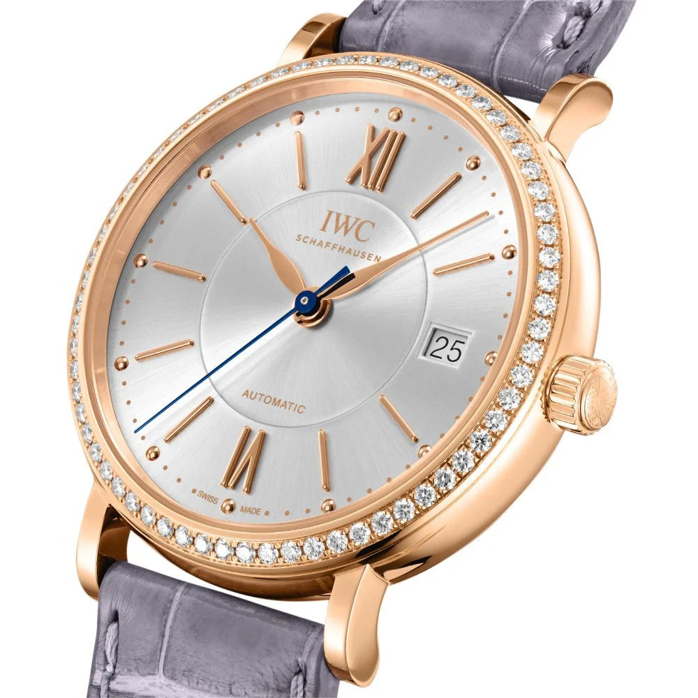 Unworn  Portofino Midsize Automatic 37, 18K Rose Gold Set with Diamonds, 37Mm, Ref# IW458107, Box and Papers